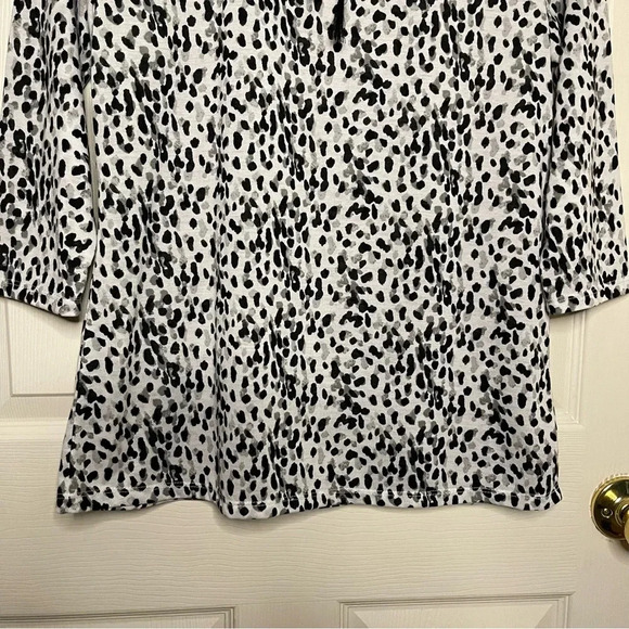 Faded Glory 3/4 Sleeve Peasant Top Womens Med Black/White Animal Print Rope Tie - Picture 6 of 10